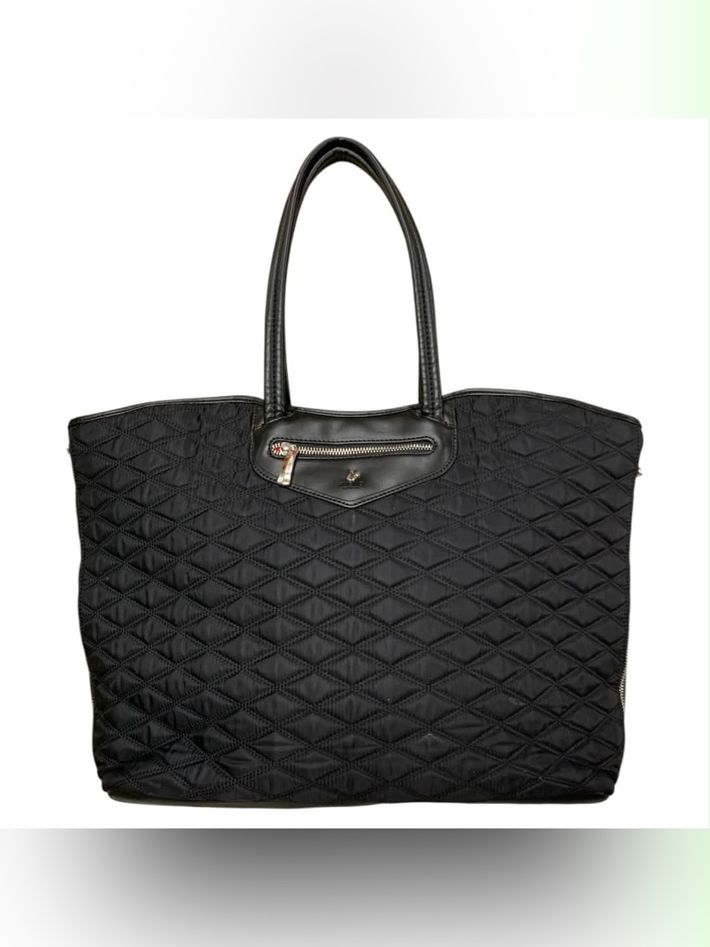 Quilted Black Tote Bag with Top Handles